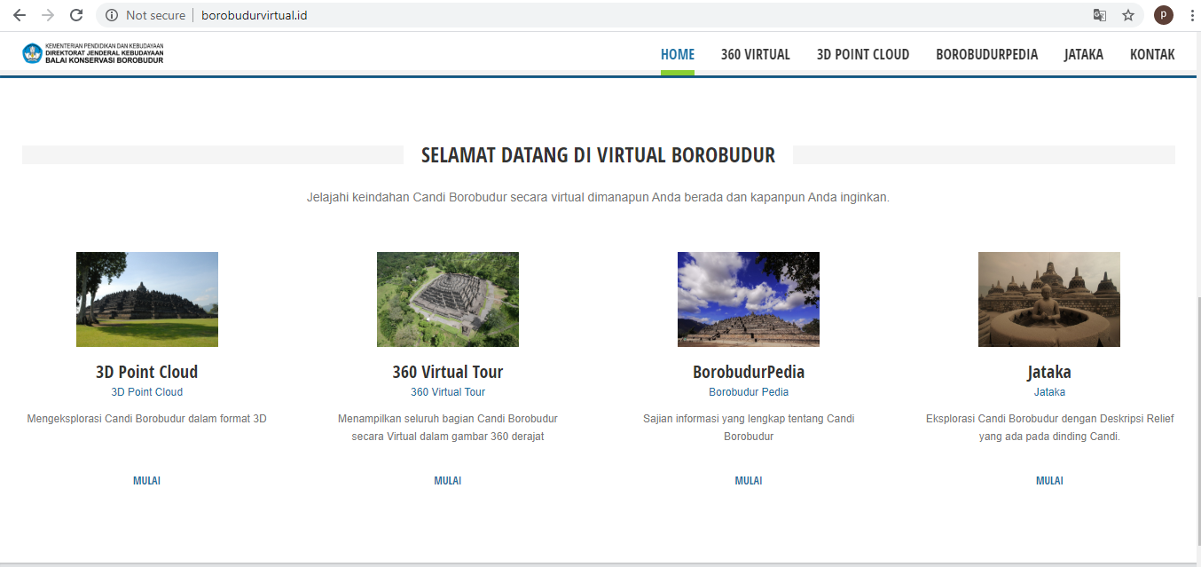 Tangkapan layar laman muka situs Borobudurvirtual.id