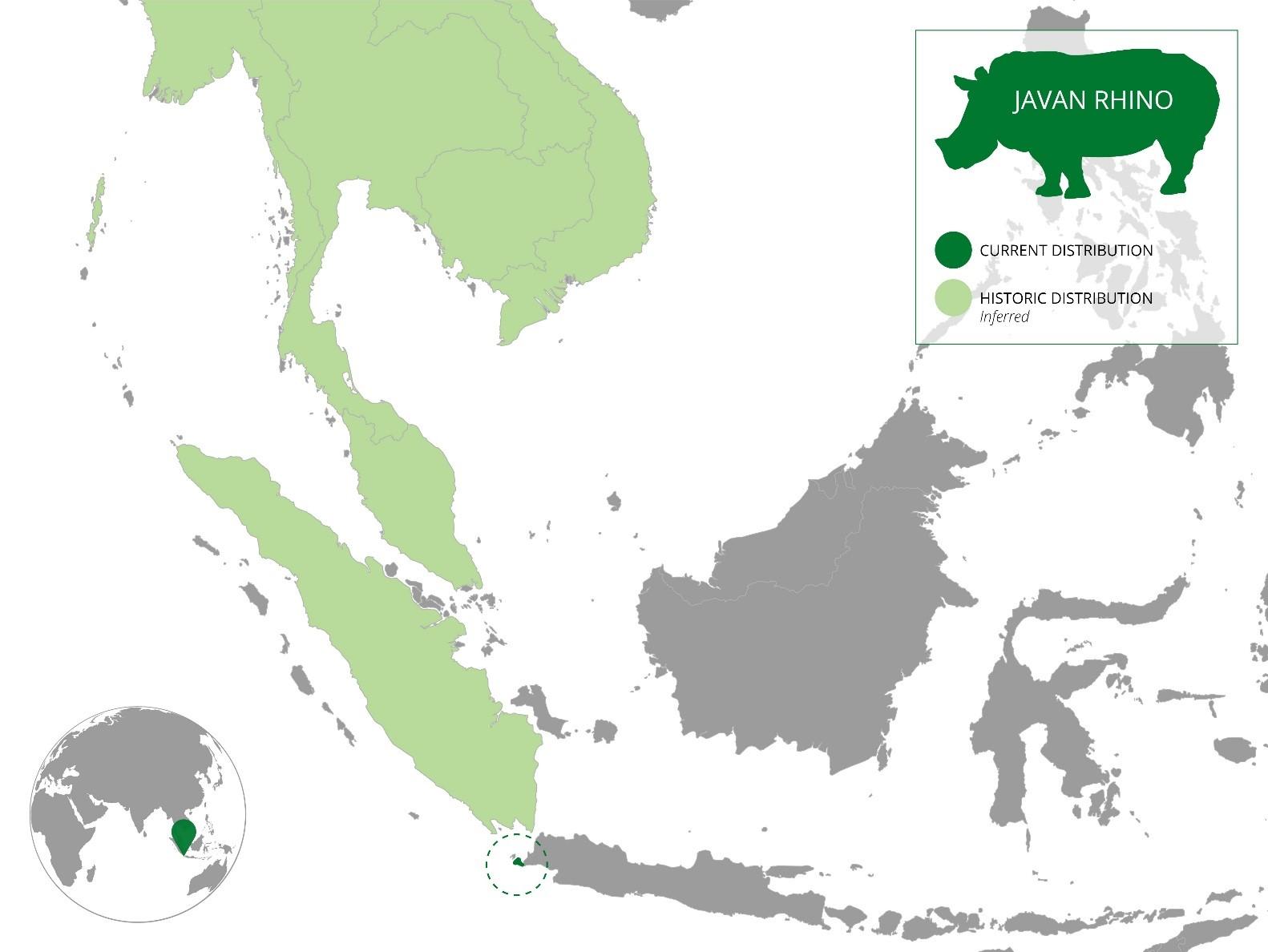 Peta penyebaran badak jawa
