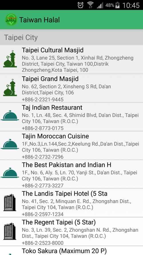 Tampilan Aplikasi Taiwan Halal (Gambar: Google Playstore)