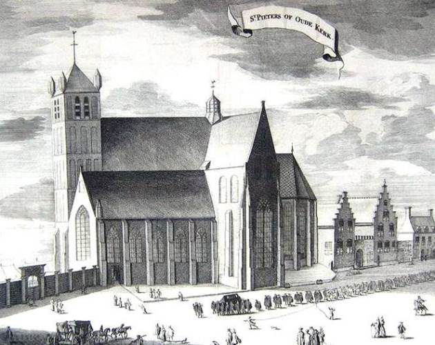 Ilustrasi Prosesi Pemakaman Tengku Abdul Hamid, Gereja tua tua St. Pieters Middelburg Agustus 1602