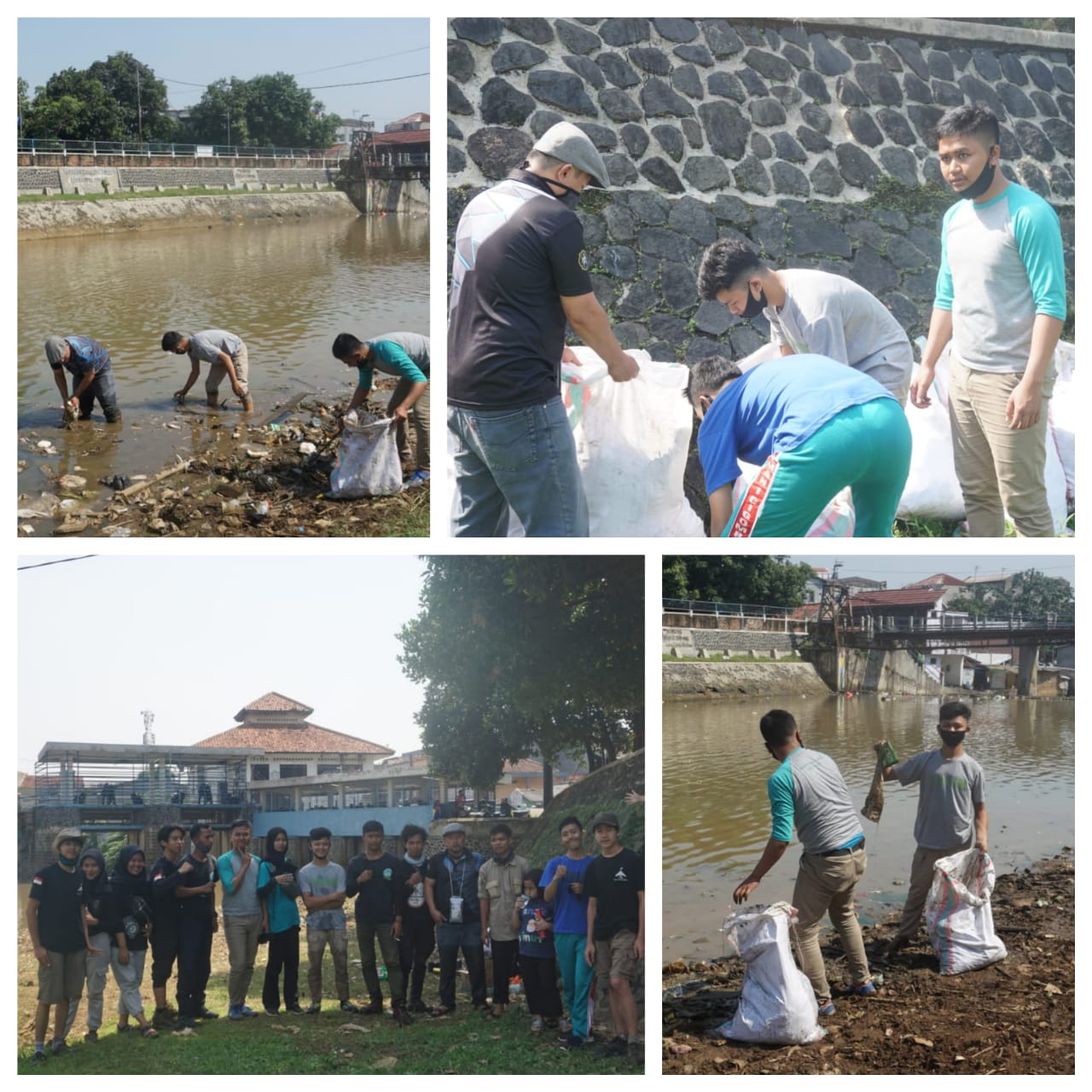pembersihan sampah di bendungan sungai cisadane