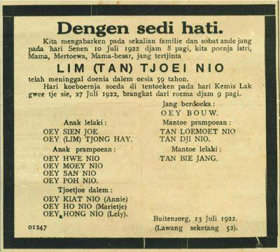 Iklan Berita Duka Jadul © Ejaan van Ophuysen (1901—1947) dalam Iklan Tempo Doeloe dan Kebermaknaannya dalam Pengembangan Bahasa Indonesia