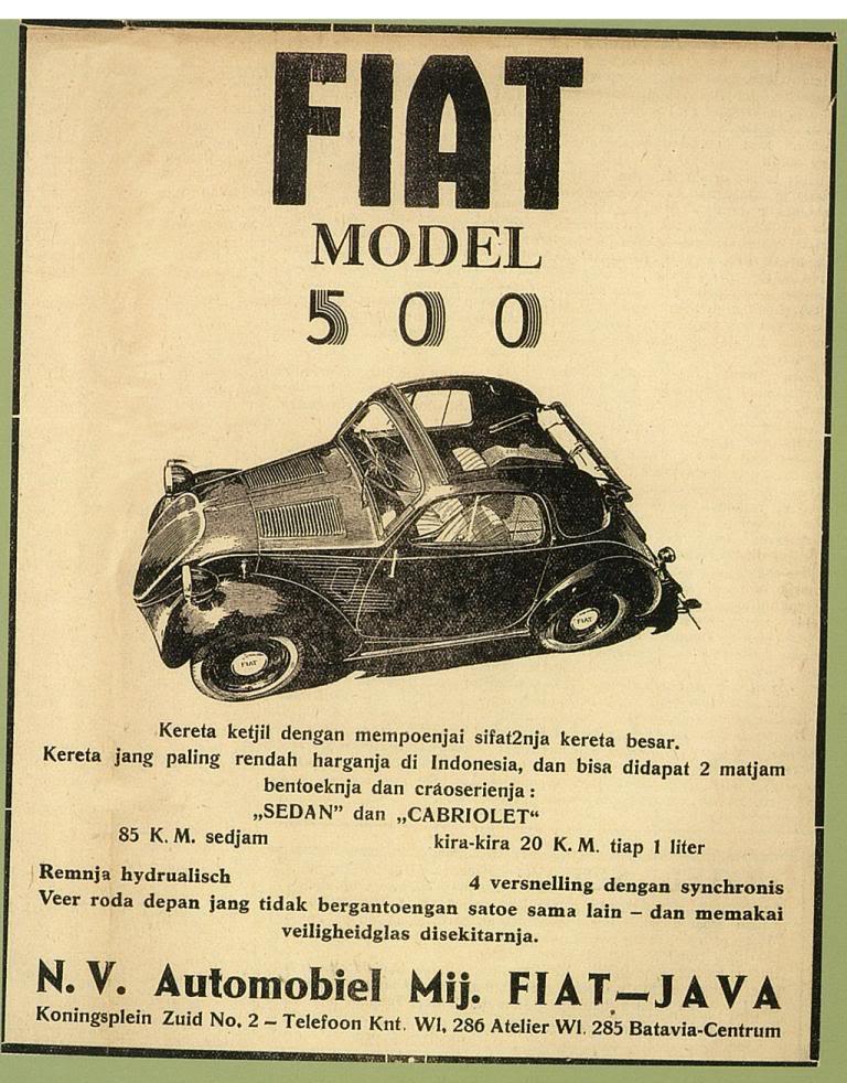 Iklan Mobil Fiat Jadul © Ejaan van Ophuysen (1901—1947) dalam Iklan Tempo Doeloe dan Kebermaknaannya dalam Pengembangan Bahasa Indonesia