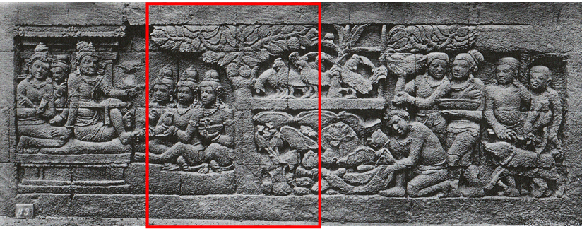 Relief buah durian di permukaan dinding batu Candi BorobudurSumber foto: kebudayaan.kemdikbud.go.id