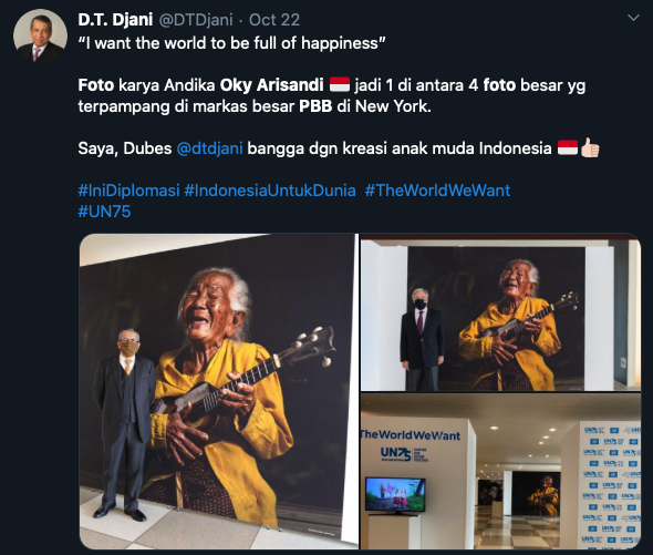 foto oki arisandi di markas besar PBB, new york, AS