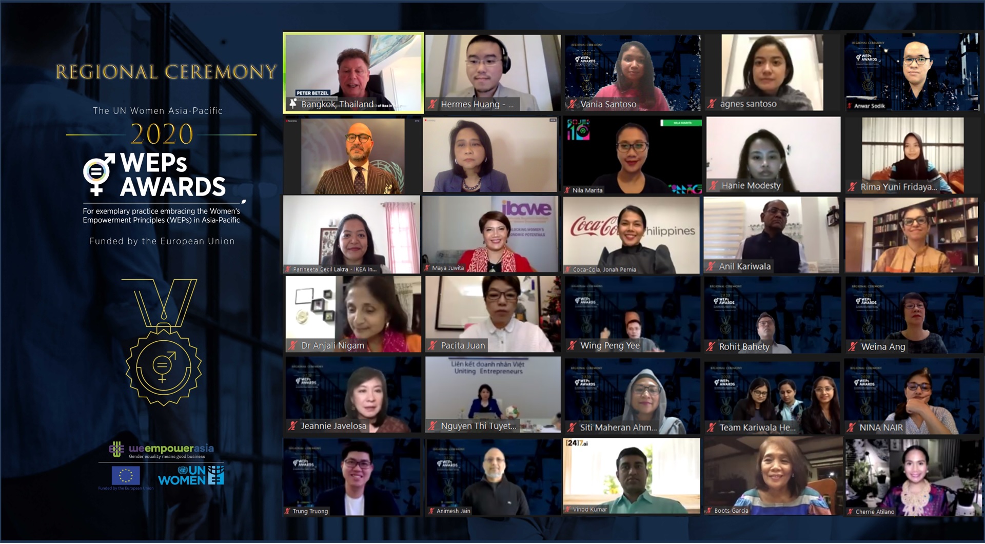 Suasana ajang UN Women 2020 Asia Pacific Women Empowerment Principles (WEPs) Awards yang dilakukan secara daring | Foto: Tangkapan Layar Pribadi