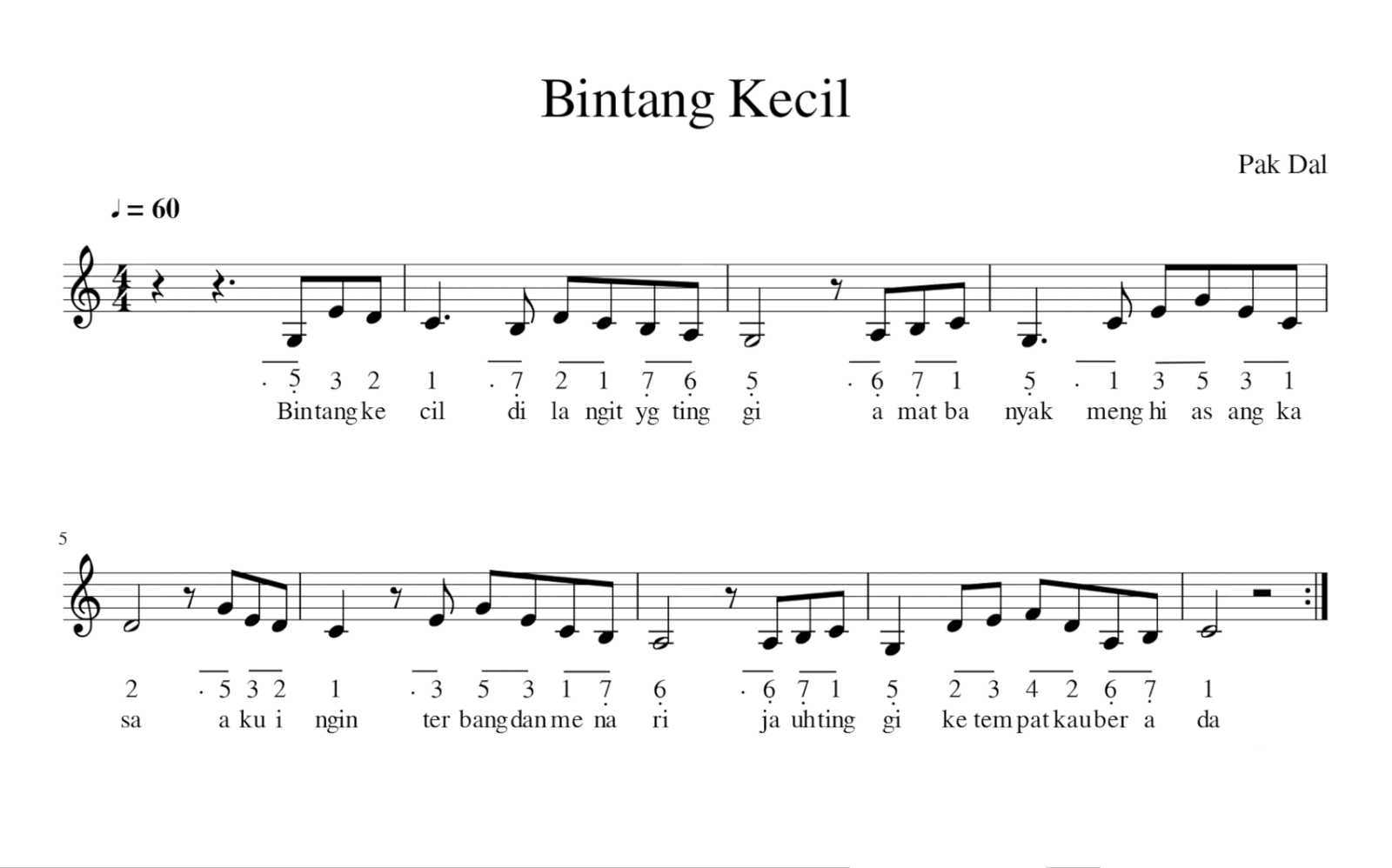 Bintang Kecil © Tekskoorkita.blogspot.com