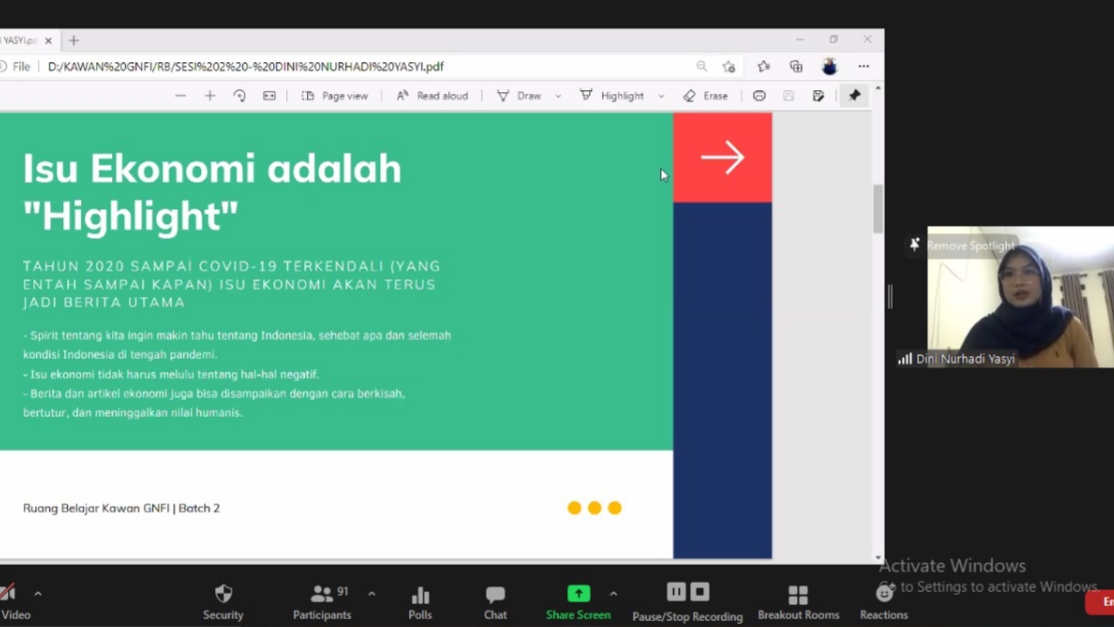 Sesi kedua oleh Dini Nurhadi © Tangkapan Layar RB Batch 2