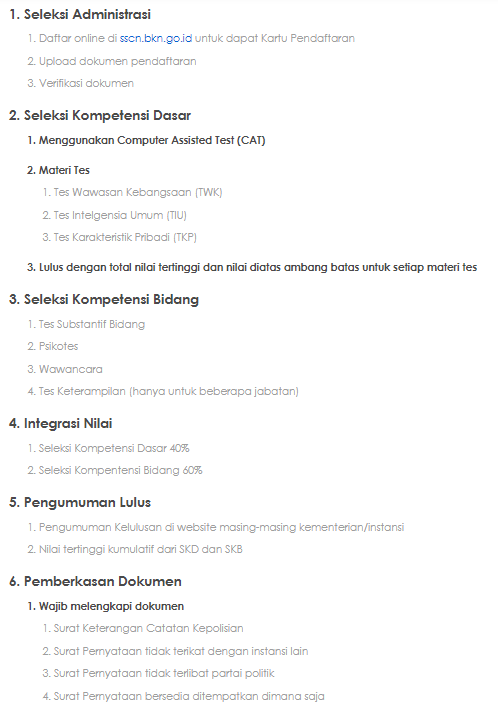 Detail tahapan seleksi CPNS | Foto: Tangkapan layar daftarcpns.id