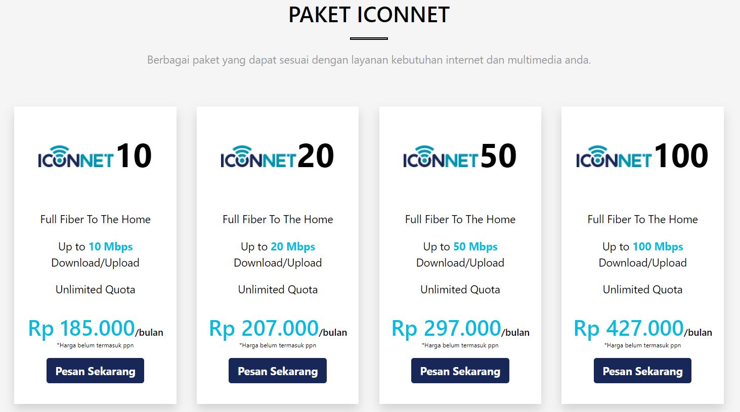 Detail paket data ICONNET