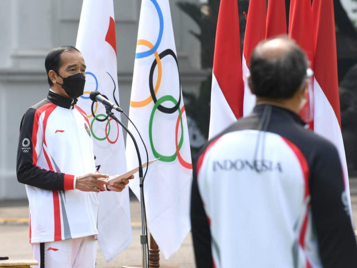 Presiden Joko Widodo saat pelepasan Kontingen Indonesia untuk Olimpiade Tokyo 2020 © BPMI Setpres