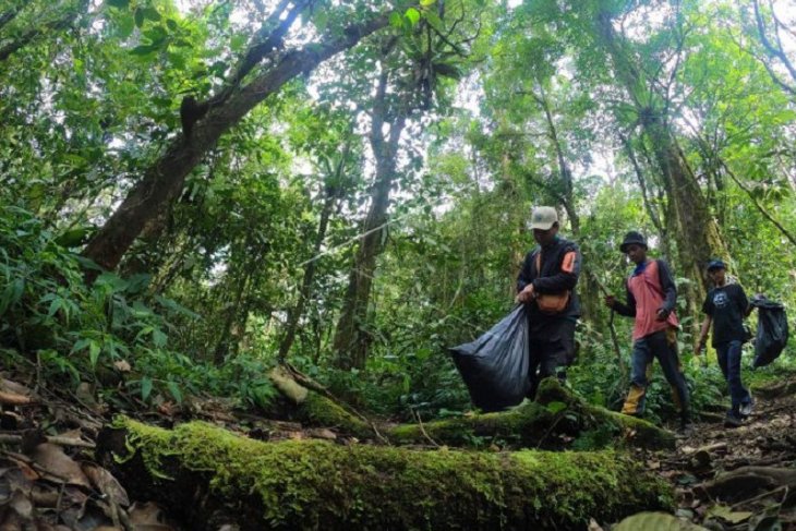 Aksi pungut sampah di Hutan Gunung Kerinci