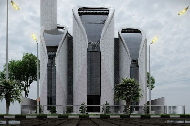 Desain Masjid Syeikh 'Ajlin Gaza, Palestina yang dibuat Ridwan Kamil (Dokumentasi Ridwan Kamil)