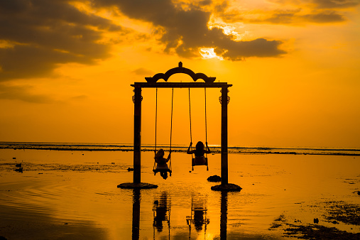 Sunset Gili Trawangan, pulau indah di dekat Lombok Nusa Tenggara Barat Indonesia 