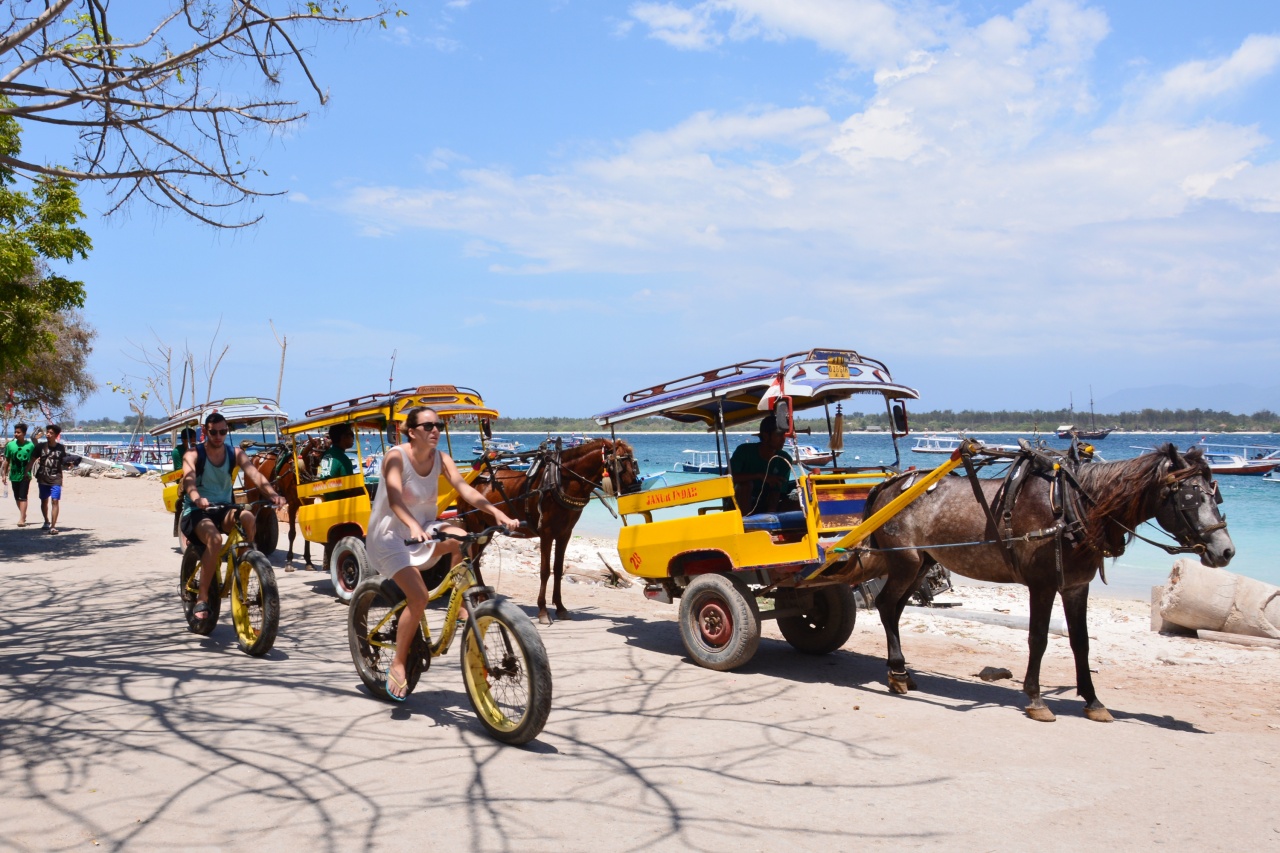 Cimodo dan Bersepeda Gili Trawangan, pulau indah di dekat Lombok Nusa Tenggara Barat Indonesia