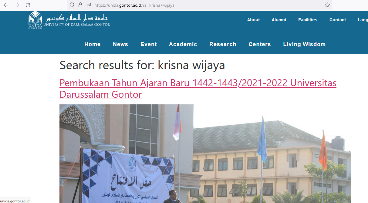 Tulisan di web kampus | sumber pribadi