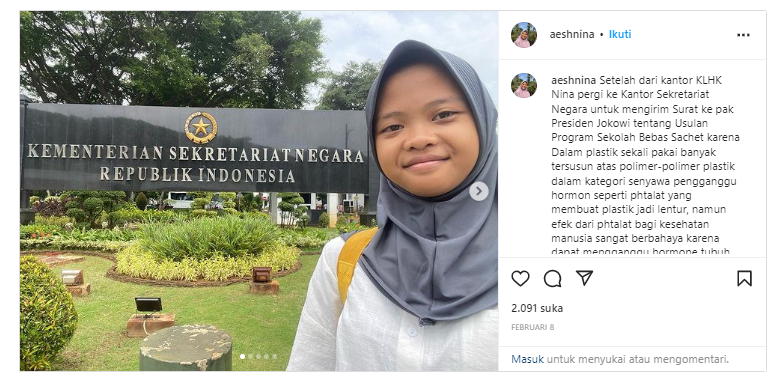 Gerakan peduli lingkungan dari anak bangsa | Sumber: Instagram @aeshnina