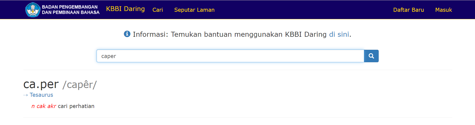 Definisi Caper Dalam KBBI