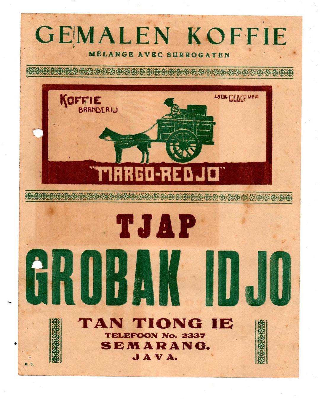 Label salah satu merk kopi produksi Margo Redjo. (instagram.com/dharmaboutiqueroastery)