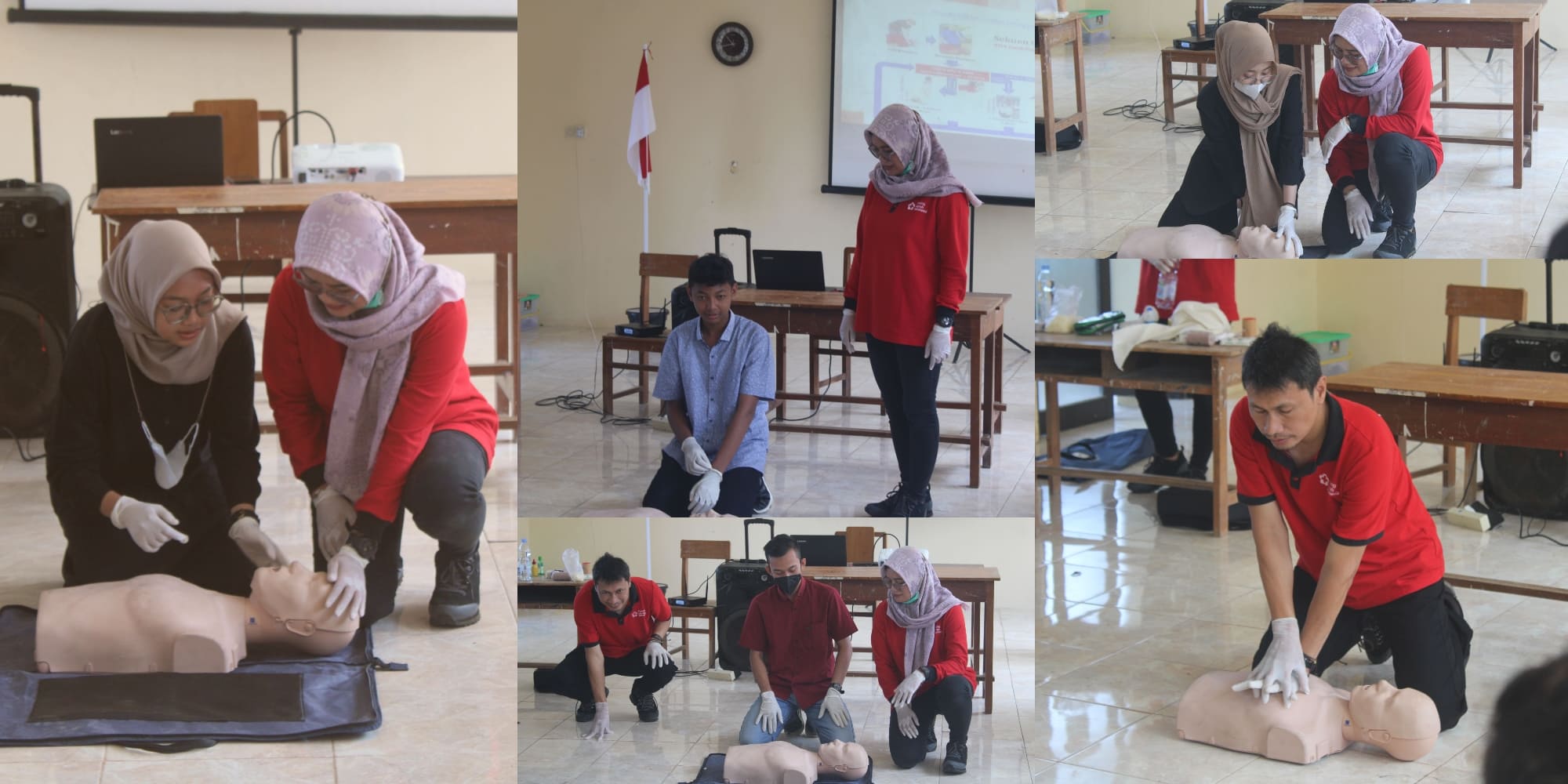 Peserta mempraktikkan cara melakukan RJP dengan pendampingan menggunakan alat peraga