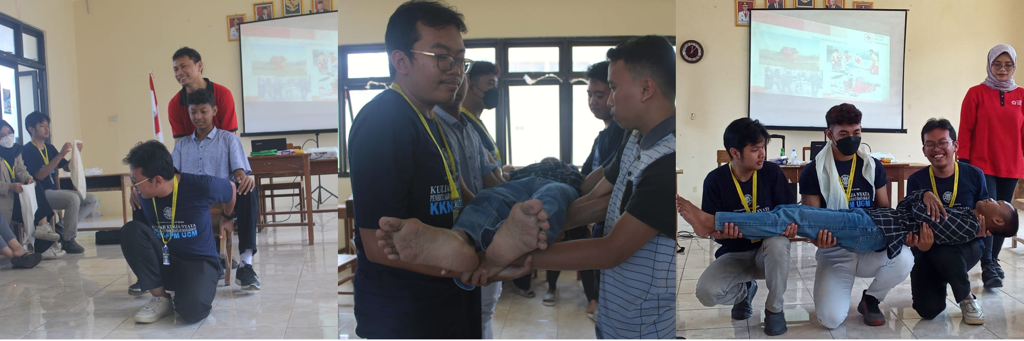 Peserta mempraktikkan cara pengangkatan korban