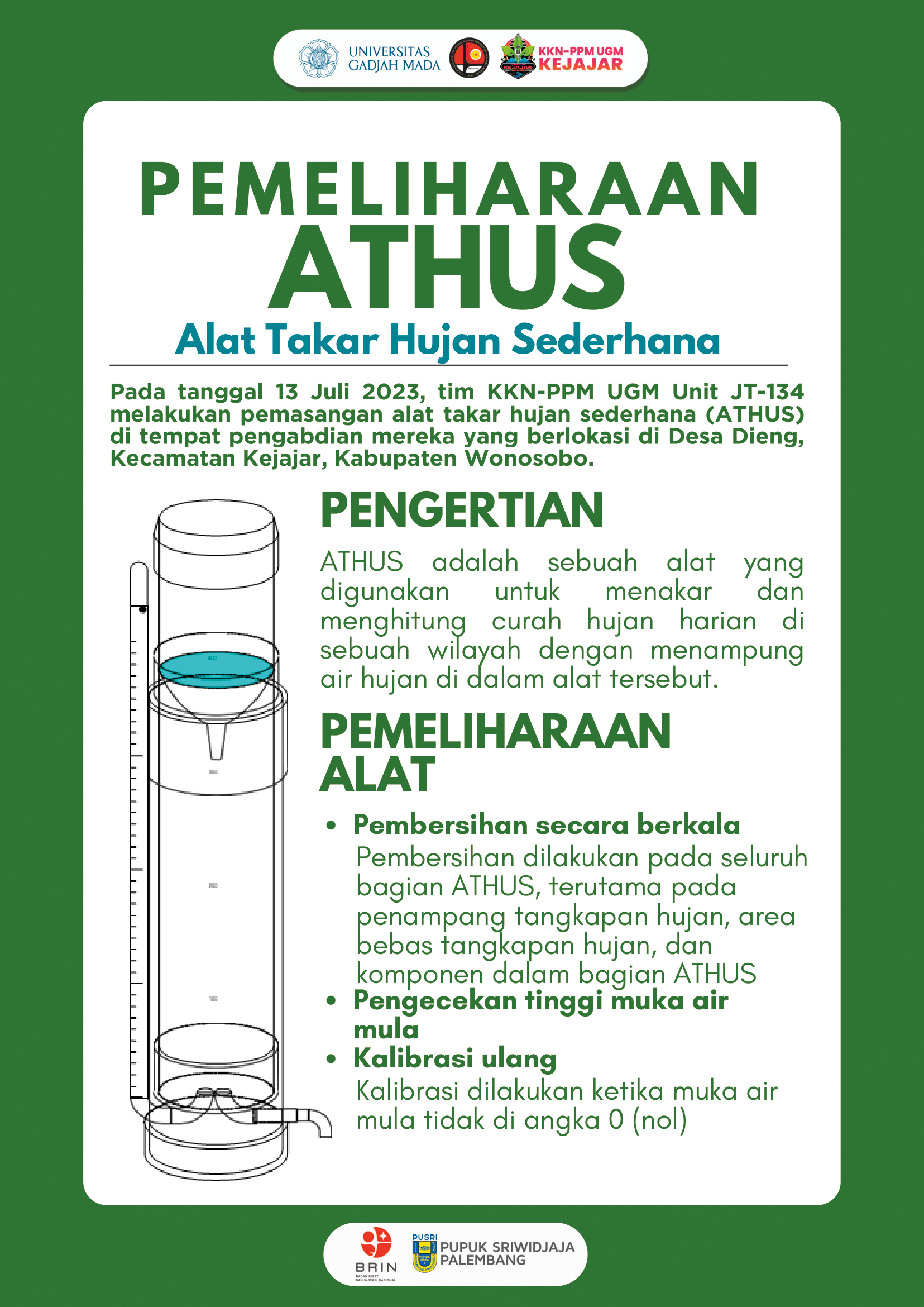 Informasi terkait ATHUS dan pemeliharaan yang perlu dilakukan untuk menjaga kualitas alat.