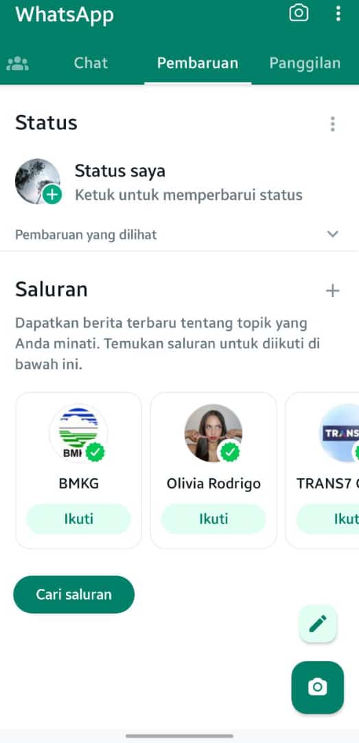 Tampilan Terbaru WhatsApp Channel