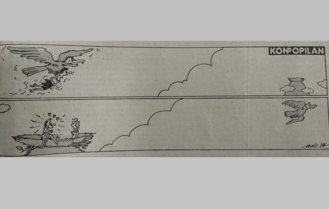 Terbitan pertama Kartun Konpopilan | Dokumentasi pribadi (Harian Kompas, 30 November 1986)