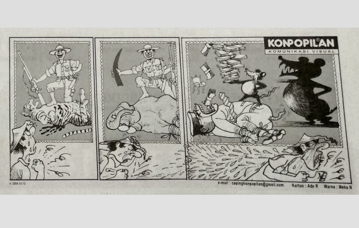 Penggunaan karakter tikus dalam Kartun Konpopilan yang identik dengan pelaku korupsi | Dokumentasi pribadi (Harian Kompas, 13 Desember 2009)
