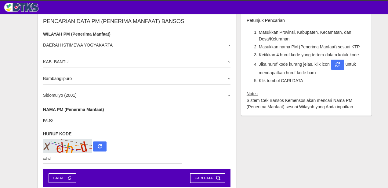 cara cek penerima bansos BLT El Nino 2024