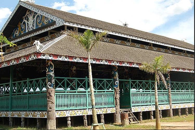 gambar rumah adat Kalimantan Tengah: rumah lamin