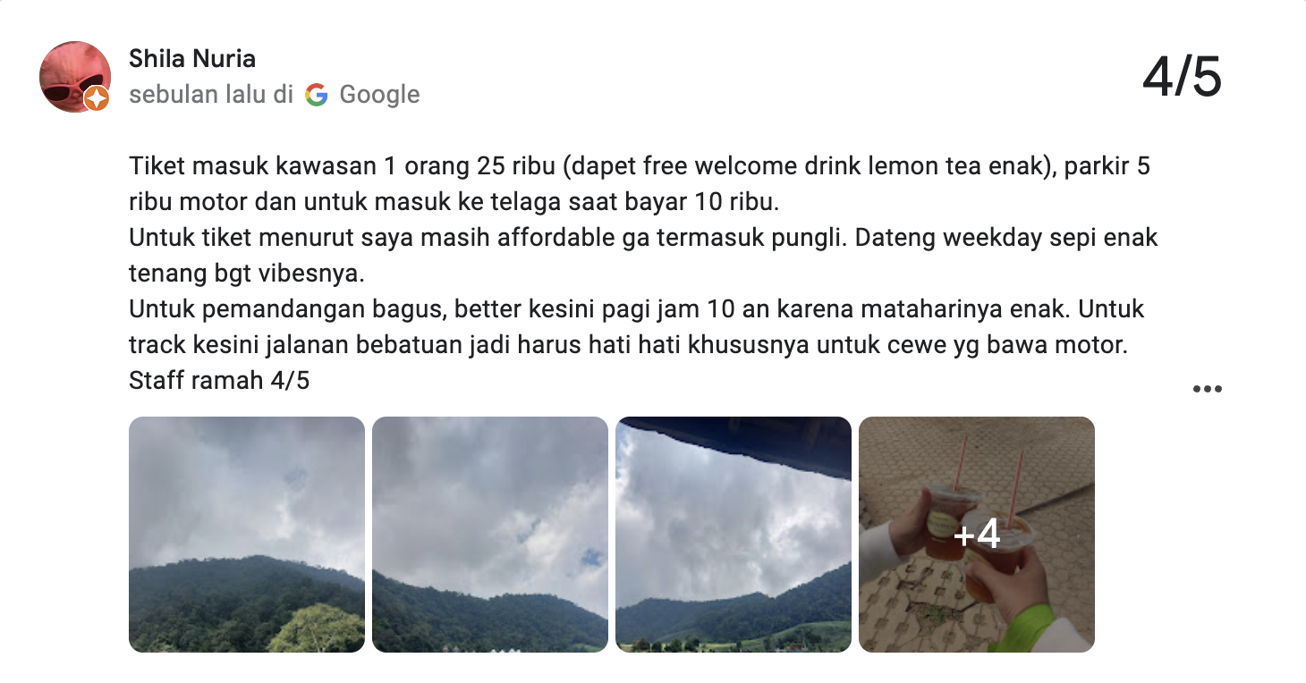 Review Telaga Saat | Source: Google Review