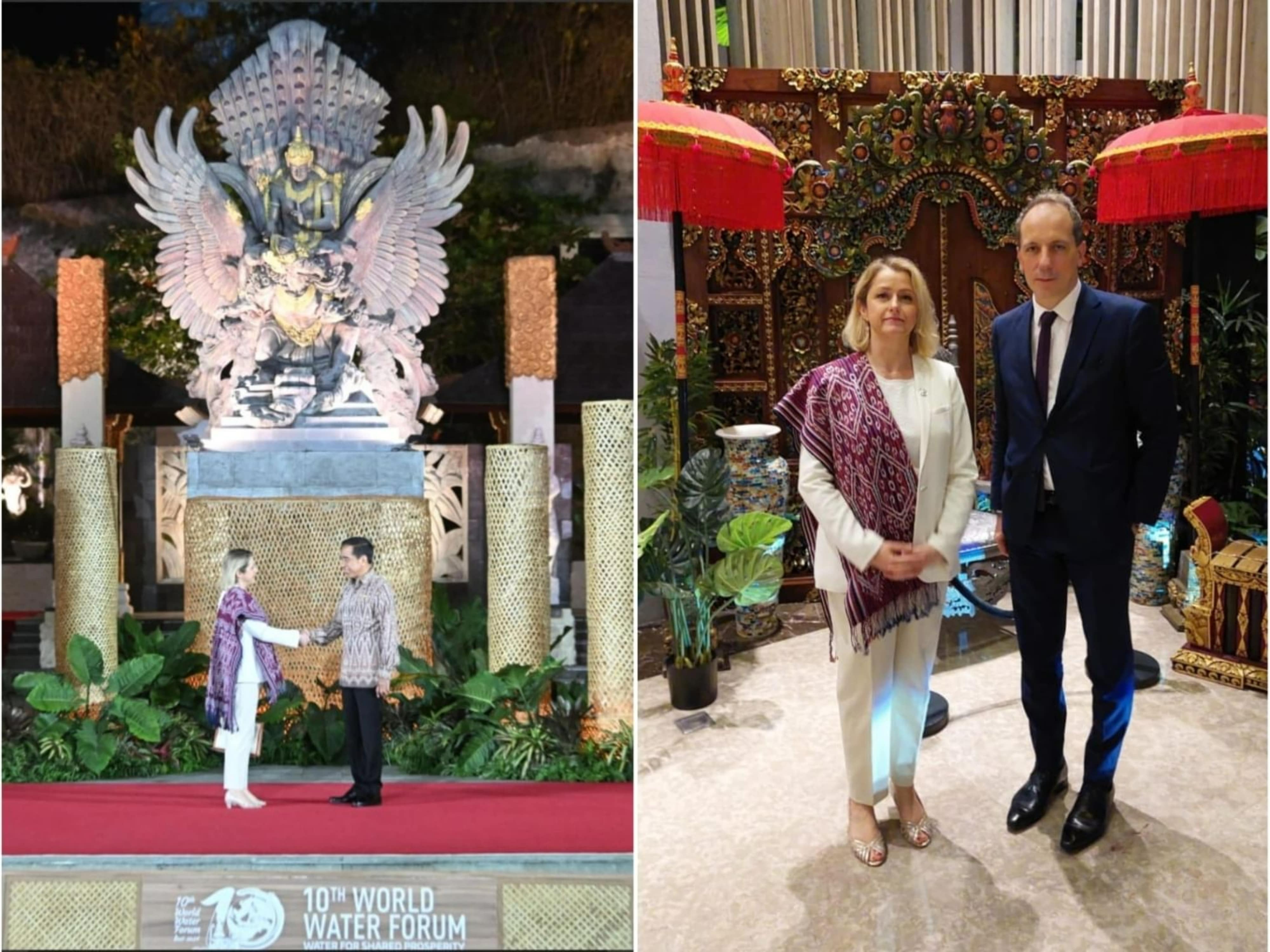 Utusan Khusus Prancis Barbara Pompili tampil dengan tenun Sintang dalam makan malam WWF. Sumber: Instagram @franceenindonesie